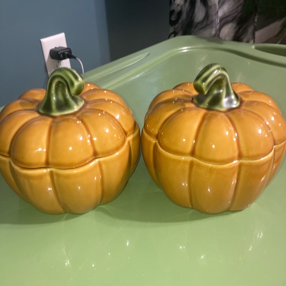 Pier 1 Imports Hand-Painted Stoneware- Pumpkin Shaped Soup Bowl with Lid